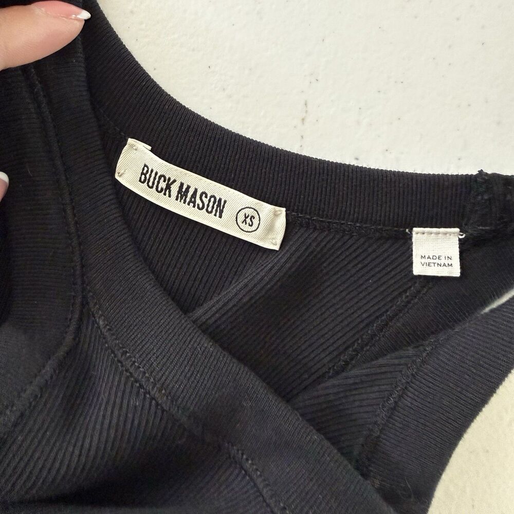 Buck Mason Surplus Rib Tank Maxi Dress XS Black Ribbed Cotton Minimalist Stretch - Picture 11 of 11
